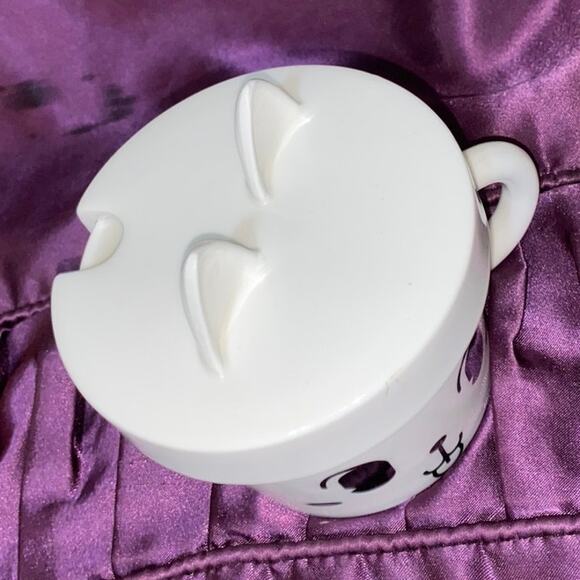 Kitty Cat Tea Cup with Lid ears Cat Style Be Always Lovely and Funny White USED - Picture 6 of 10